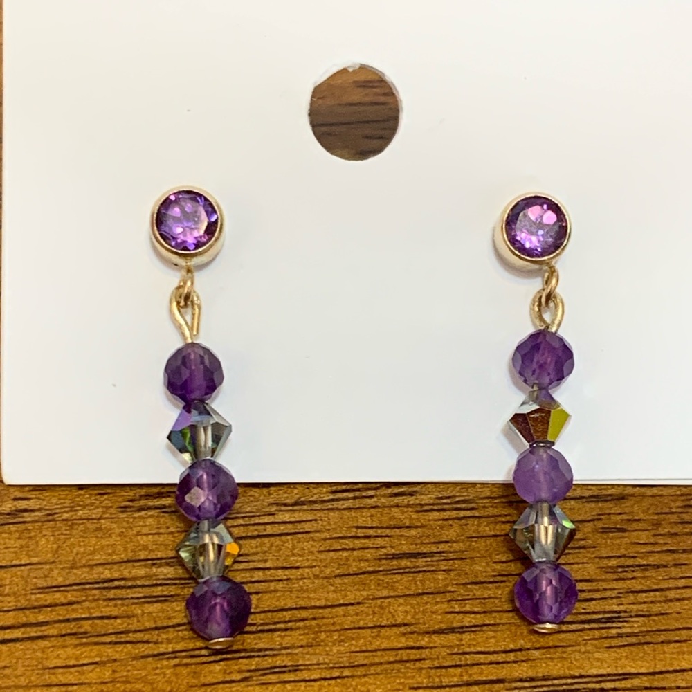 Amethyst Stud dangle earrings 🔮